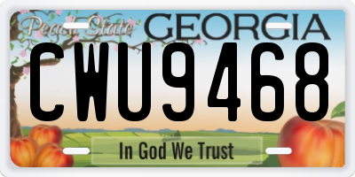 GA license plate CWU9468