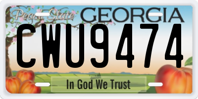 GA license plate CWU9474