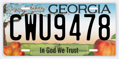 GA license plate CWU9478