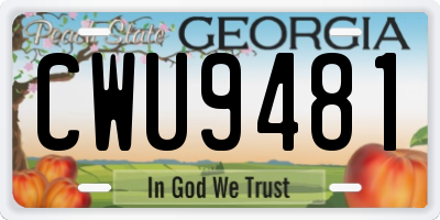 GA license plate CWU9481