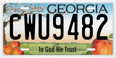 GA license plate CWU9482