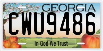 GA license plate CWU9486