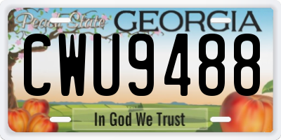 GA license plate CWU9488