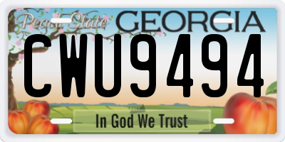 GA license plate CWU9494