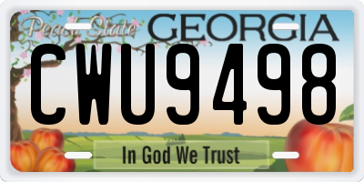GA license plate CWU9498