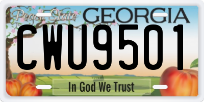 GA license plate CWU9501