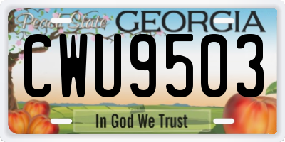 GA license plate CWU9503