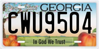 GA license plate CWU9504
