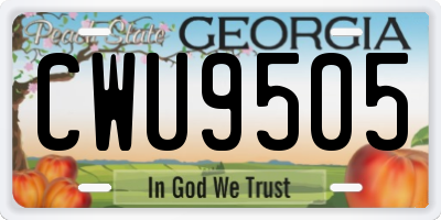 GA license plate CWU9505