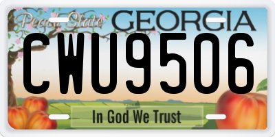 GA license plate CWU9506