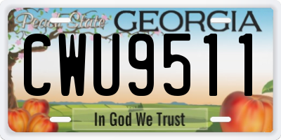 GA license plate CWU9511