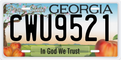 GA license plate CWU9521