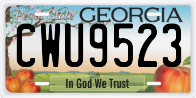 GA license plate CWU9523