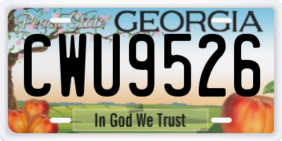 GA license plate CWU9526