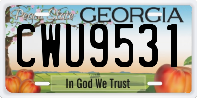 GA license plate CWU9531