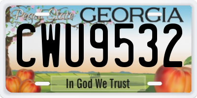 GA license plate CWU9532
