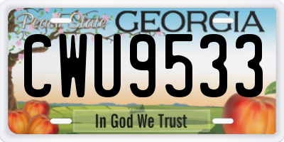 GA license plate CWU9533
