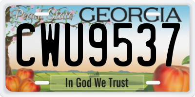 GA license plate CWU9537