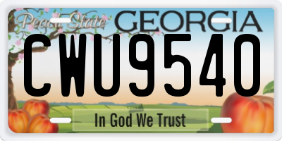GA license plate CWU9540