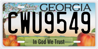 GA license plate CWU9549