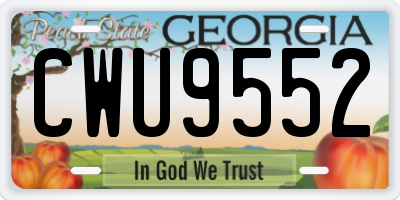 GA license plate CWU9552