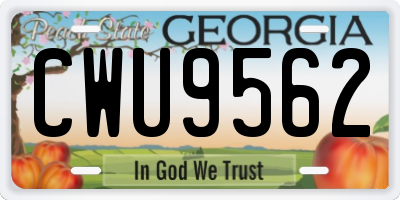 GA license plate CWU9562