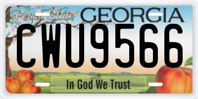 GA license plate CWU9566