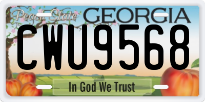 GA license plate CWU9568