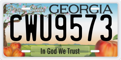 GA license plate CWU9573