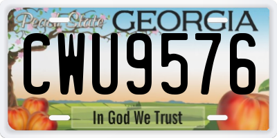 GA license plate CWU9576
