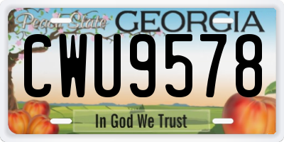 GA license plate CWU9578