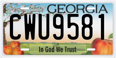 GA license plate CWU9581