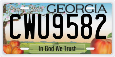 GA license plate CWU9582