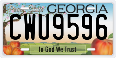 GA license plate CWU9596