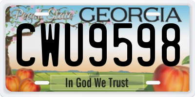 GA license plate CWU9598