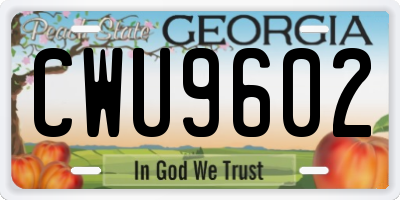 GA license plate CWU9602