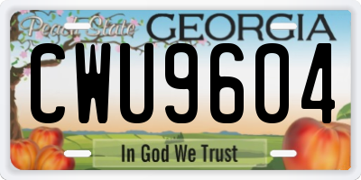 GA license plate CWU9604