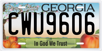 GA license plate CWU9606