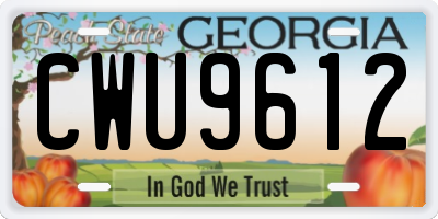GA license plate CWU9612