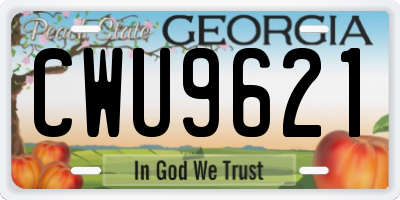GA license plate CWU9621