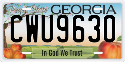 GA license plate CWU9630