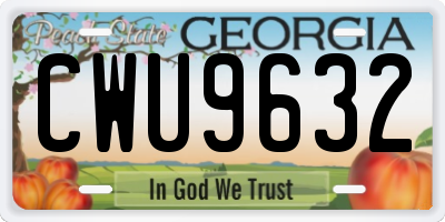GA license plate CWU9632