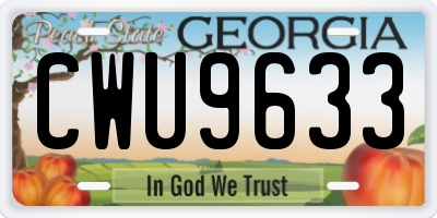 GA license plate CWU9633