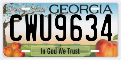 GA license plate CWU9634