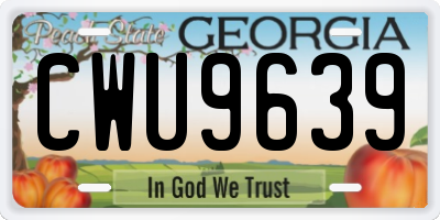 GA license plate CWU9639