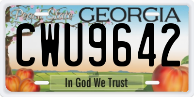 GA license plate CWU9642