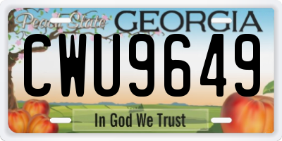 GA license plate CWU9649