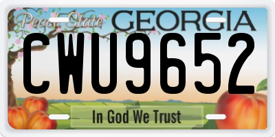 GA license plate CWU9652
