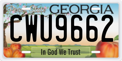 GA license plate CWU9662