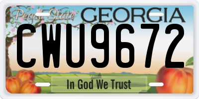 GA license plate CWU9672